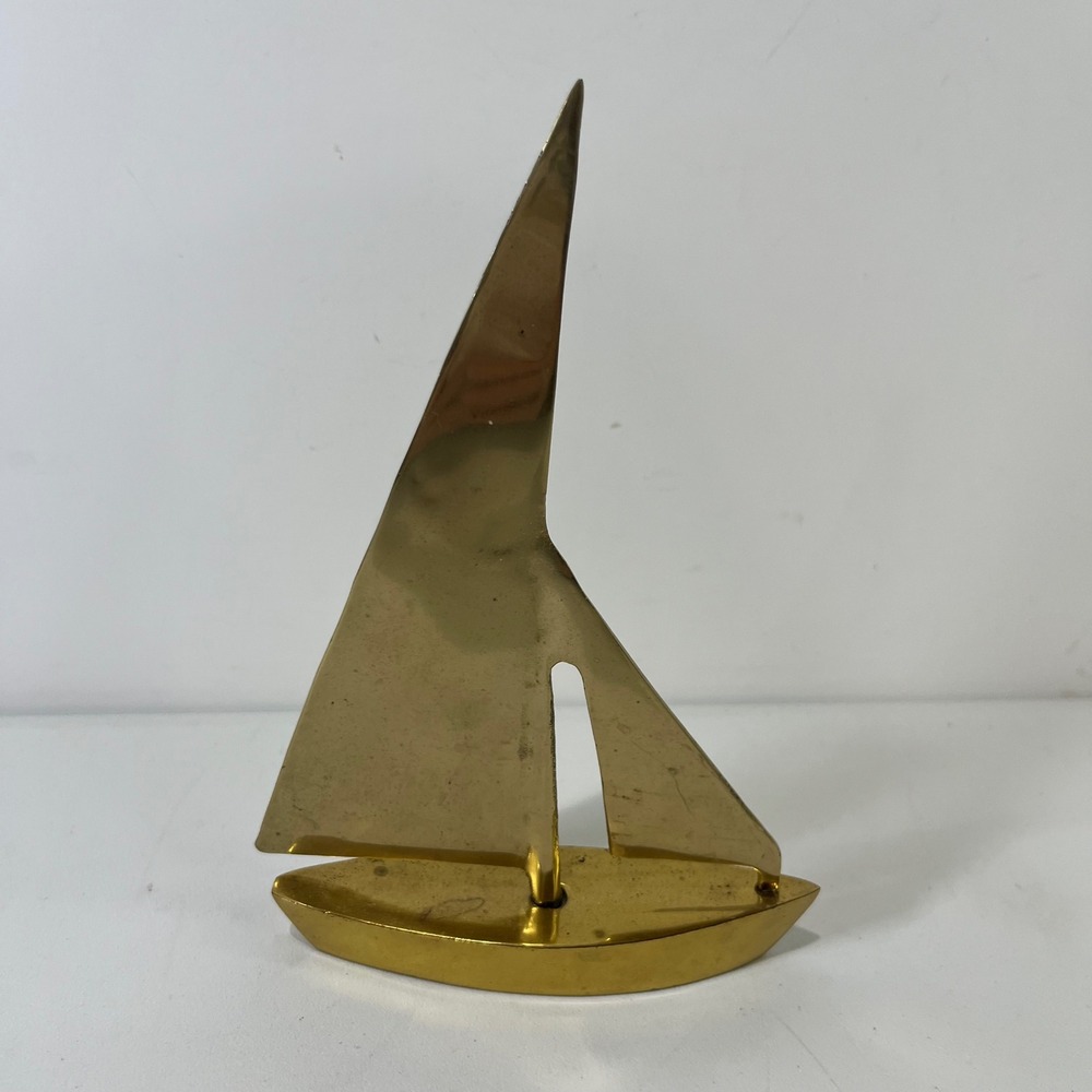 Vintage Brass Sailboat Figurine Brass Nautical Decor Coastal MCM Nautical Office